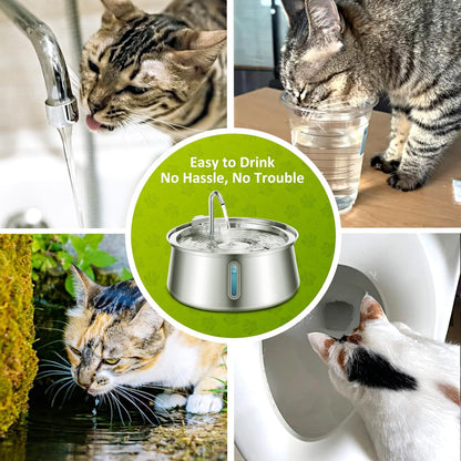 134Oz/4L Cat Water Fountain Stainless Steel,  Automatic Pet Water Fountain with Water Level Window, Ultra Quiet Dog Water Dispenser, Multiple Filtration Faucet Drinking Fountain