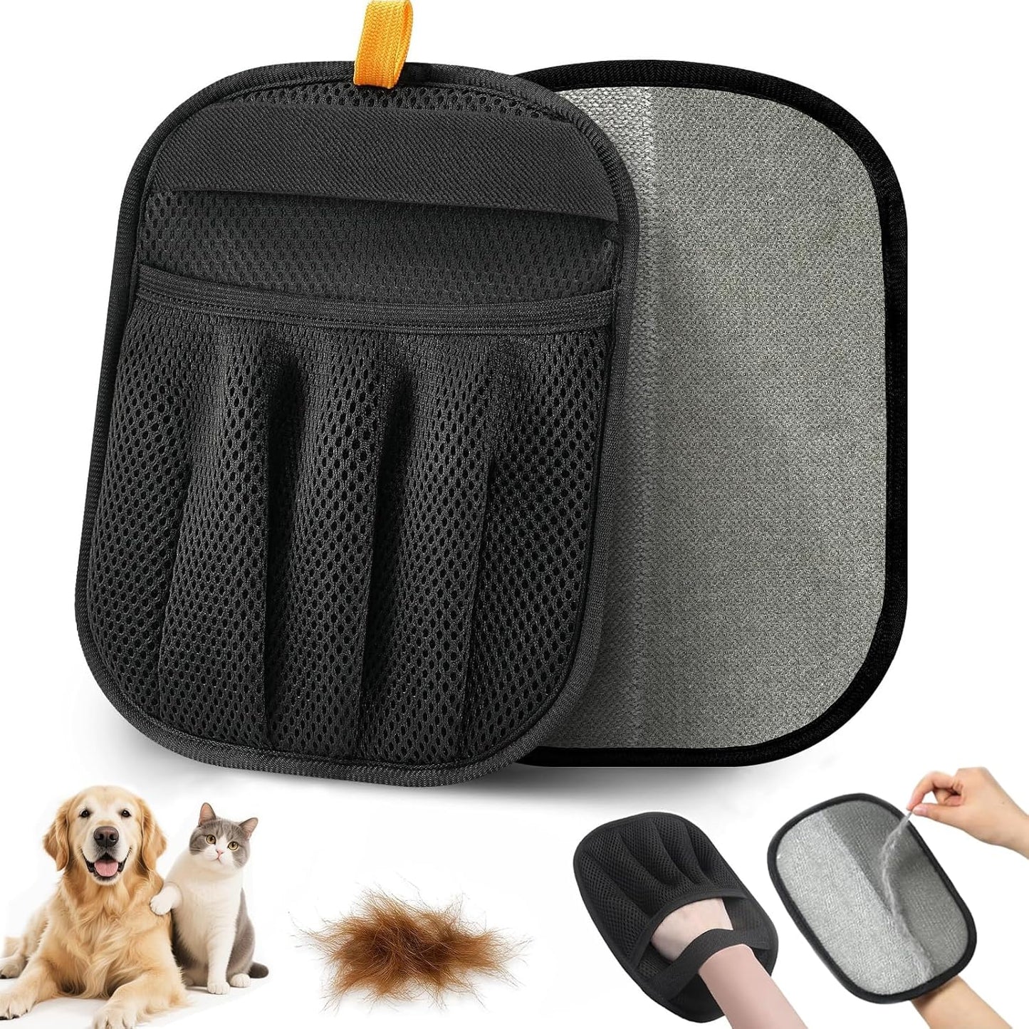 Pet Hair Remover Glove for Cats & Dogs, 2025 Newly Upgraded Five-Finger Electrostatic Pet Hair Removal Gloves, Reusable Pet Fur Grooming Mitt Tool for Clothing, Couch, Carpet, Car Seat