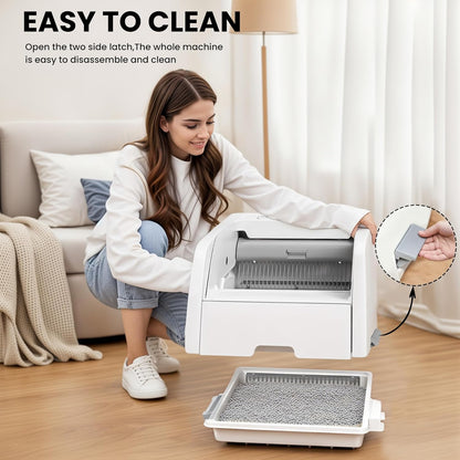 Self Cleaning Cat Litter Box, Open Design Automatic Litter Scooping Robot, App Control, anti Pinch, Odor-Seal, Extra Large Cleaning Cat Litter Tray for Multi Cats Kitty