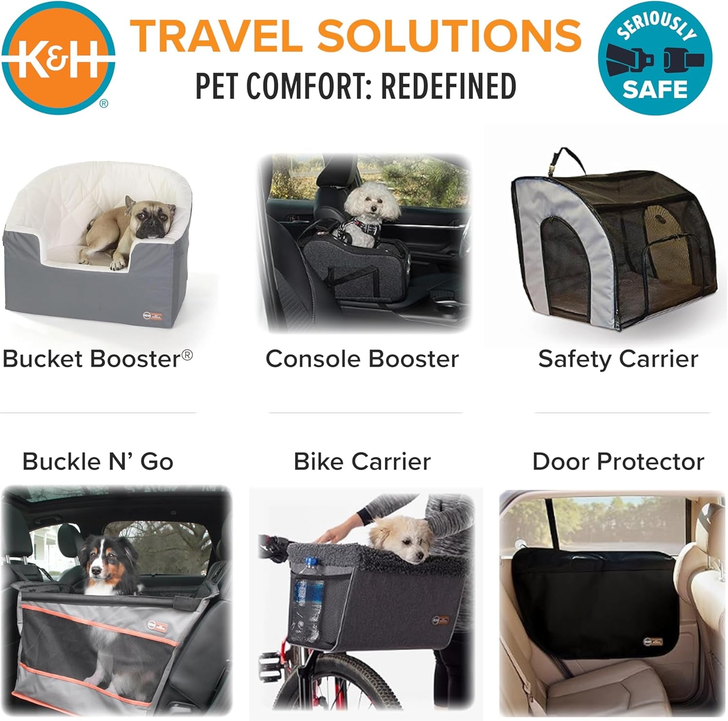 Buckle N' Go Dog Car Seat for Large Dogs, Waterproof Fabric with Breathable Mesh & Adjustable Dog Seat Belt for Car, Dog Hammock for Car, Dog Carrier Dog Car Seat Cover - Gray MD/LG
