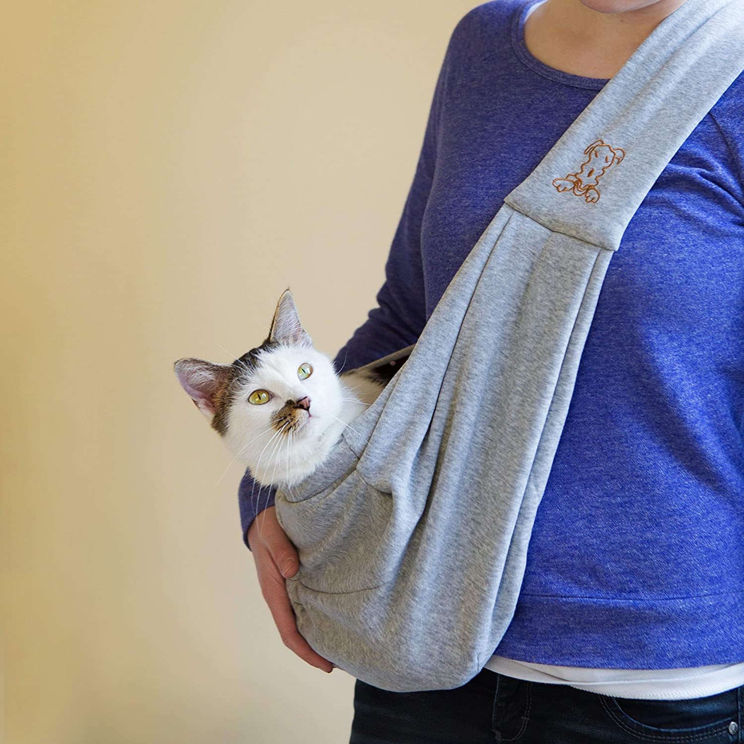 Dog Sling/Cat Sling - Reversible Carrier Bag/Papoose. Pet Carrier, Dog Carrier. Dog Purse. Dog Travel Bag - Small Dog Carrier. Soft Pouch and Tote - Grey