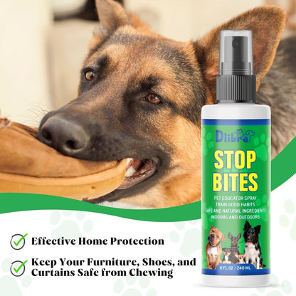 Stop Bites Spray for Dogs – Natural Anti-Chew Spray for Furniture, Shoes, Curtains, & More | Safe Puppy & Adult Dog Training Aid | No Chew Solution