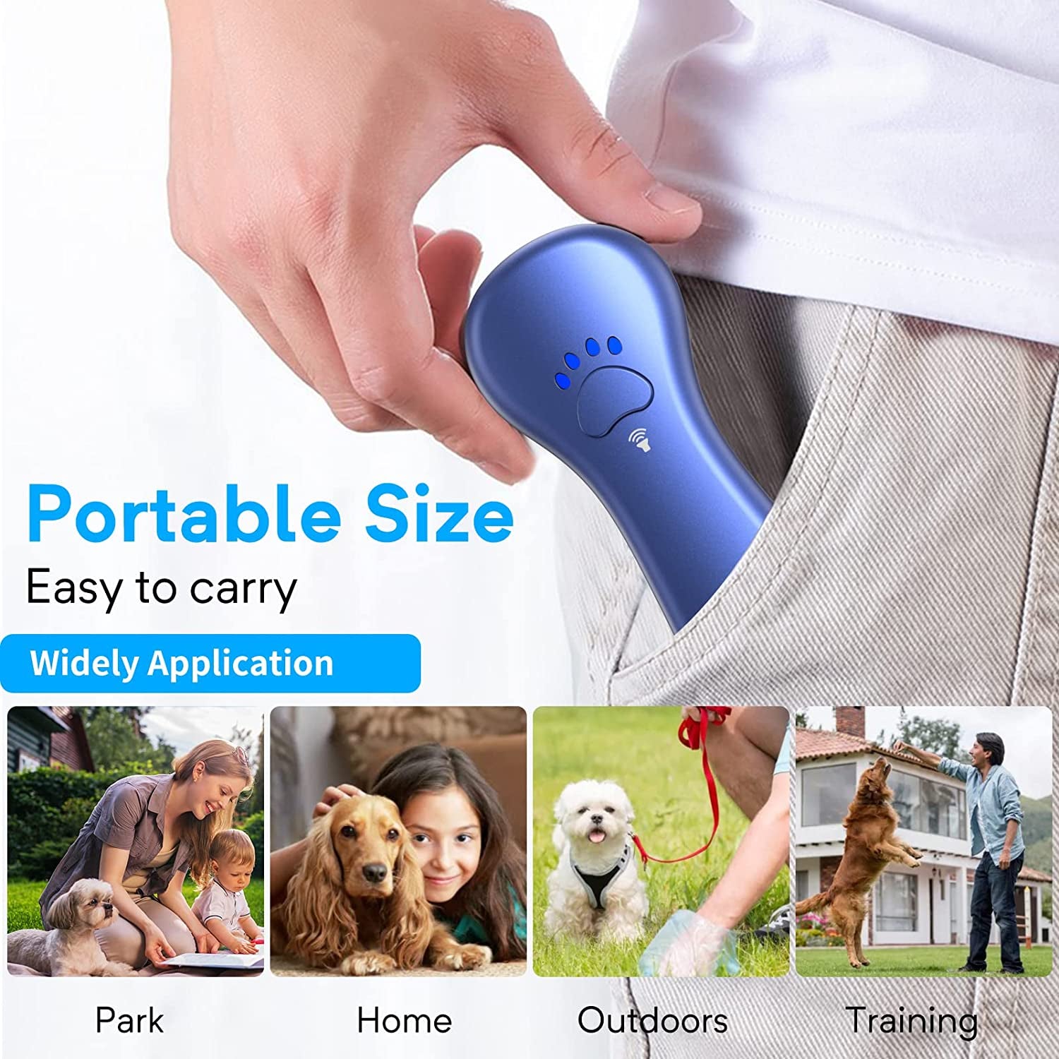 anti Barking Device, Dog Barking Control Devices,Rechargeable Ultrasonic Dog Bark Deterrent up to 16.4 Ft Effective Control Range Safe for Human & Dogs Portable Indoor & Outdoor(Blue)