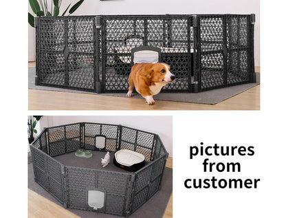 Pawz 8 Panel Dog Playpen Cage Enclosure Fence Puppy Plastic Play Pen Foldable