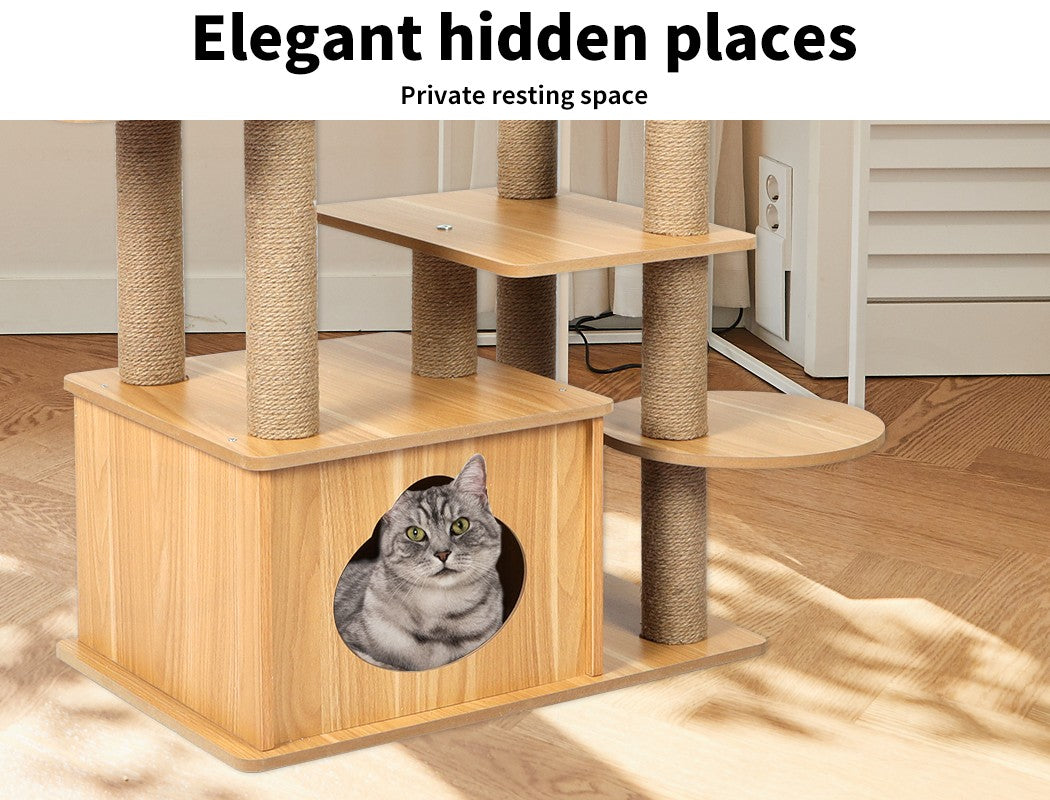Cat Tree Scratching Post Scratcher Cats Tower Wood Condo Toys House 130Cm