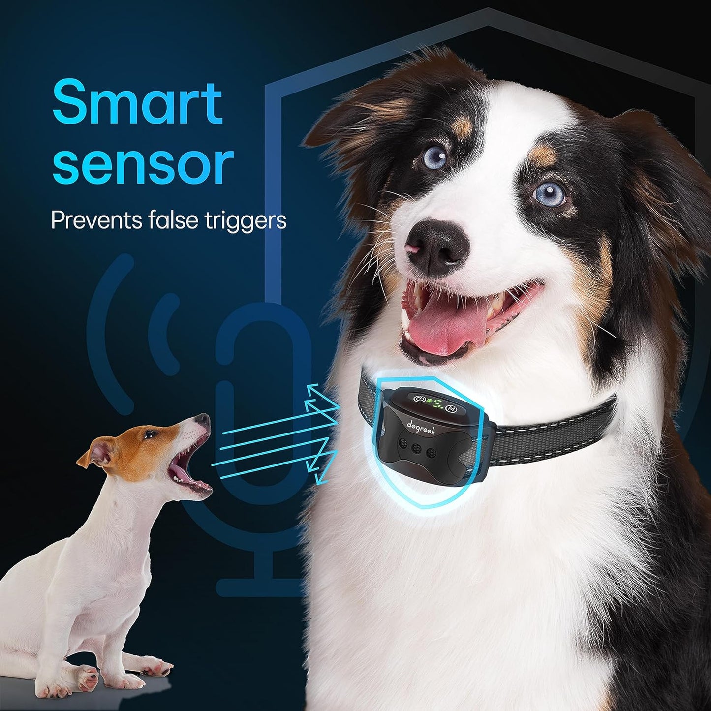 Rechargeable Dog Bark Collar | Smart Collar for Dog Training | No Shock | Beep & Vibration | No Bark Collar for Dogs | anti Bark Collar for Large Dog, Medium Dog, Small Dog | 12-110 Lbs