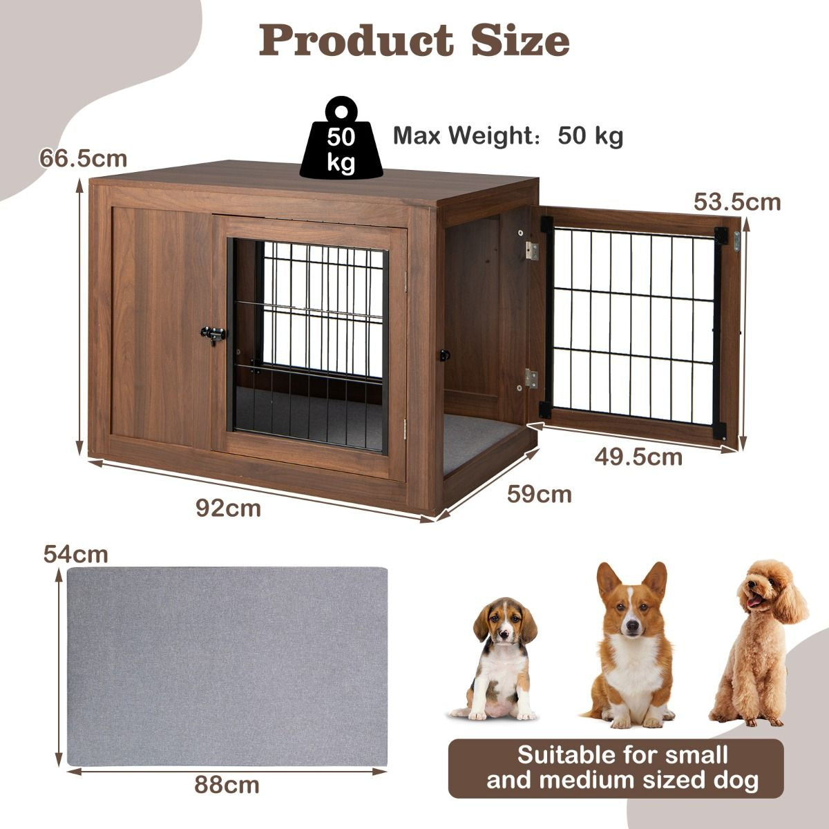 Furniture Dog Crate with Cushion