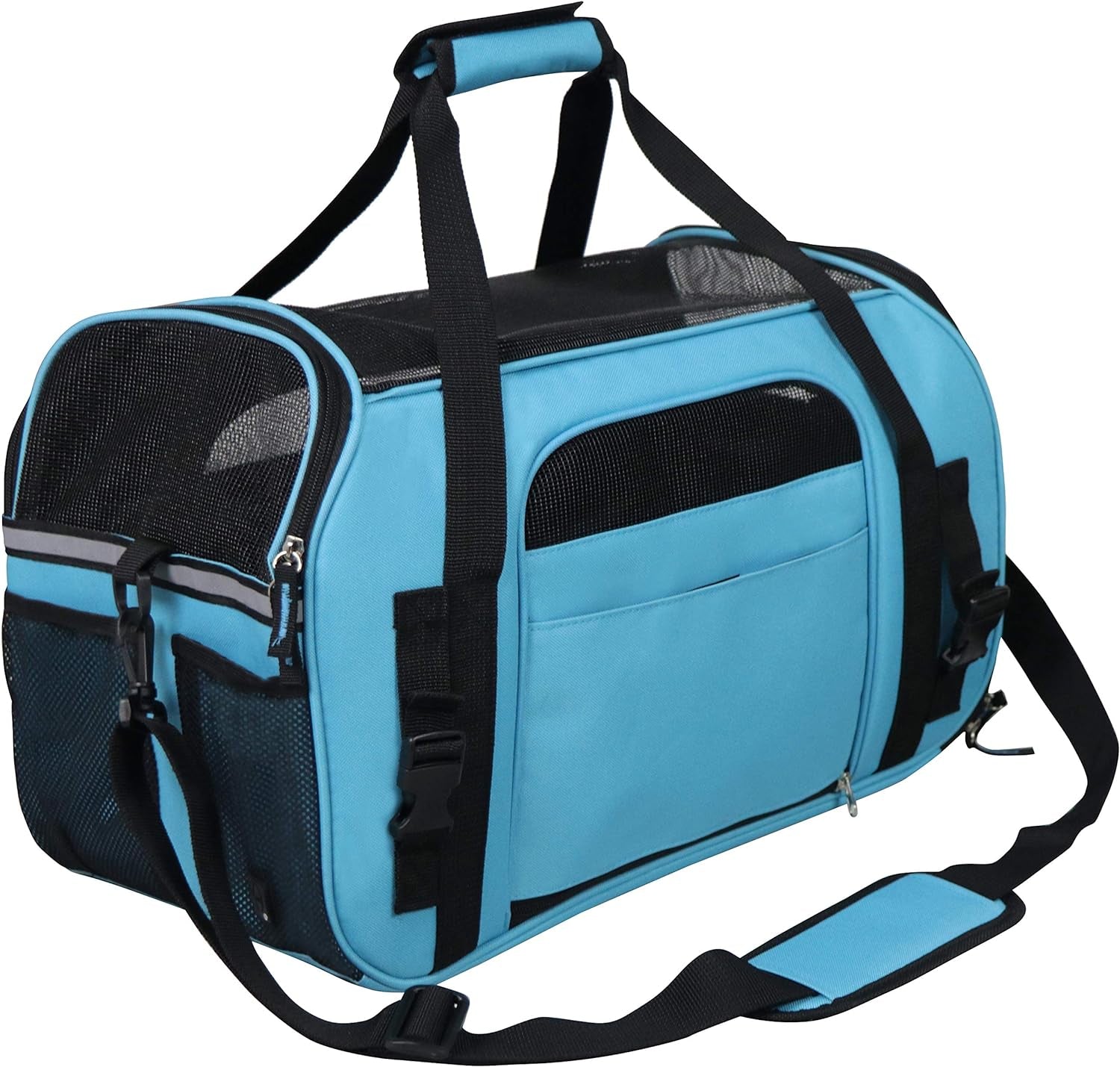 Soft Sided Pet Carrier (3 Year Warranty, Airline Approved), Multiple Sizes and Colors Available (Medium: 17" L X 9" W X 12" H, Sky Blue)