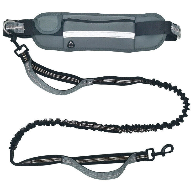 Adjustable Hands-Free Dog Leash Lead + Waist Bag Belt