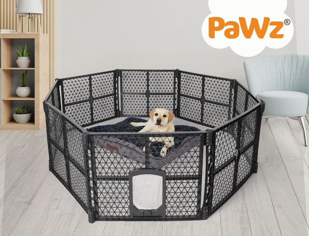 Pawz 8 Panel Dog Playpen Cage Enclosure Fence Puppy Plastic Play Pen Foldable