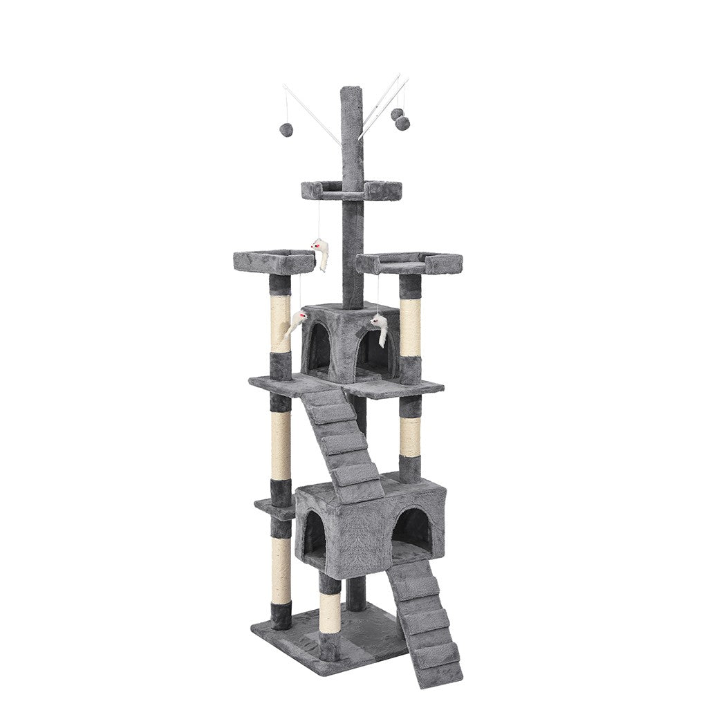 Pawz Cat Tree Scratching Post Scratcher Tower Condo House Furniture Grey 210Cm