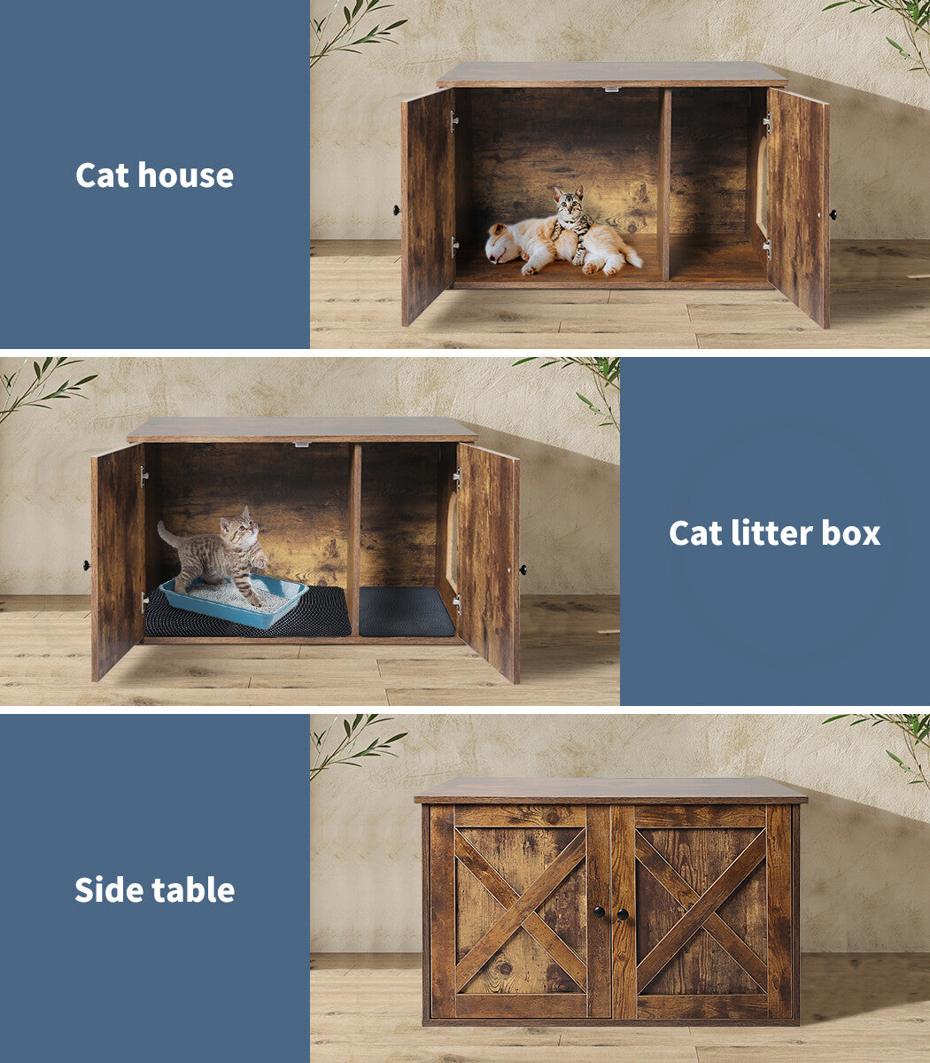 Pawz Enclosed Cat Litter Cabinet Box Furniture Kitty Toilet Tray Pet House Table