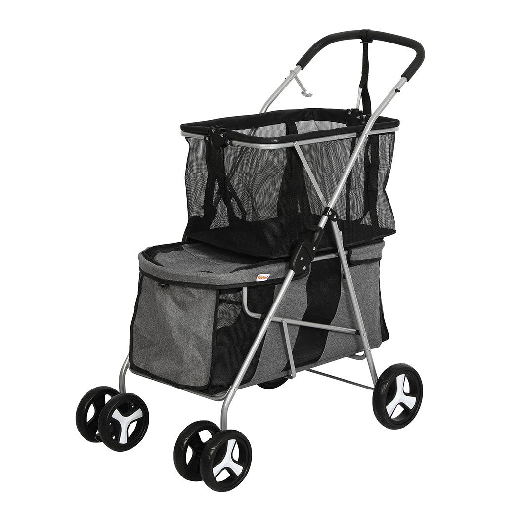 Pawz Pet Stroller Pram Dog Cat Carrier Foldable Large 4 Wheels Shopping Trolley