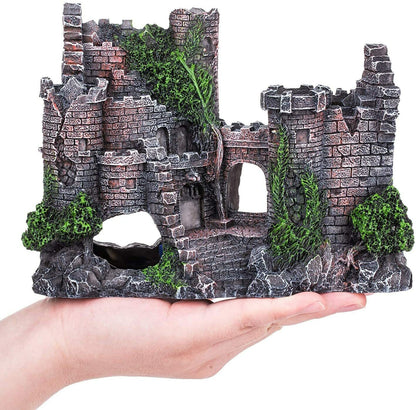 Aquarium Decor Fish Tank Ornament Landscape Ancient Castle Tower Hide Cave Resin