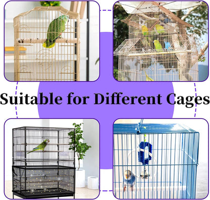 Large Bird Cage Cover,  Bird Cage Seed Catcher, Adjustable Soft Nylon Mesh Net with Twinkle Moon Star, Birdcage Cover Skirt Seed Guard for Parrot Parakeet Macaw round Square Cages (Black)