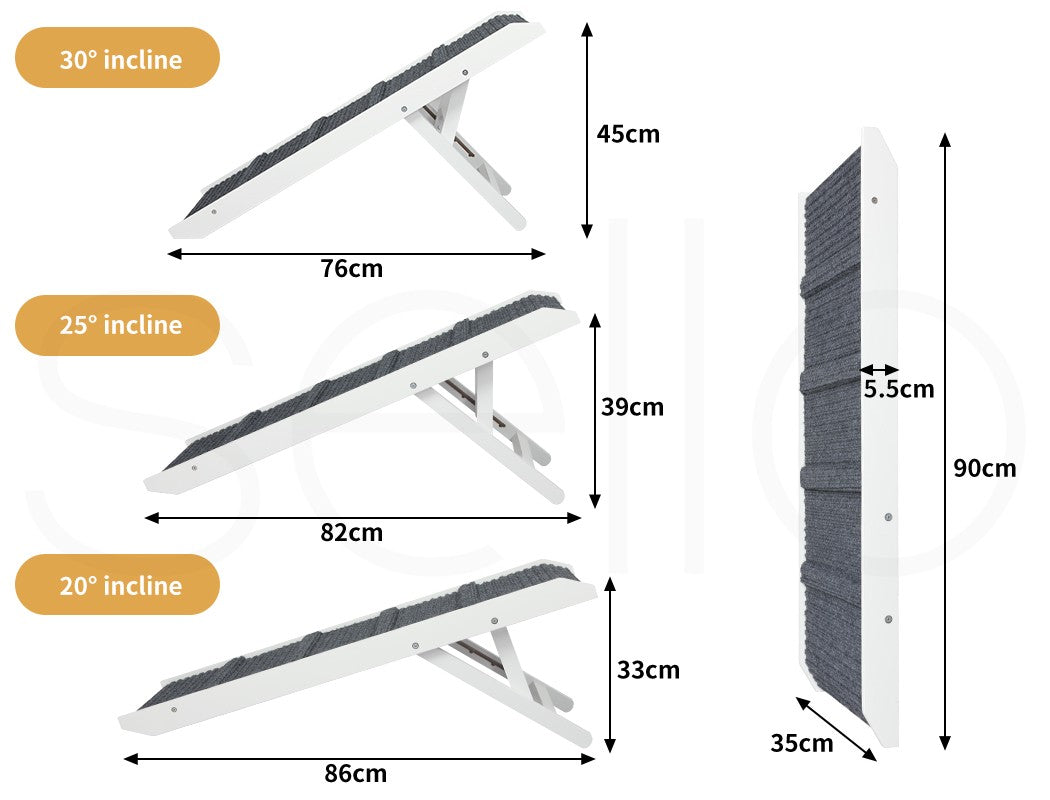 Pawz Dog Ramp Adjustable Height Stair for Bed Sofa Cat Dogs Folding Portable