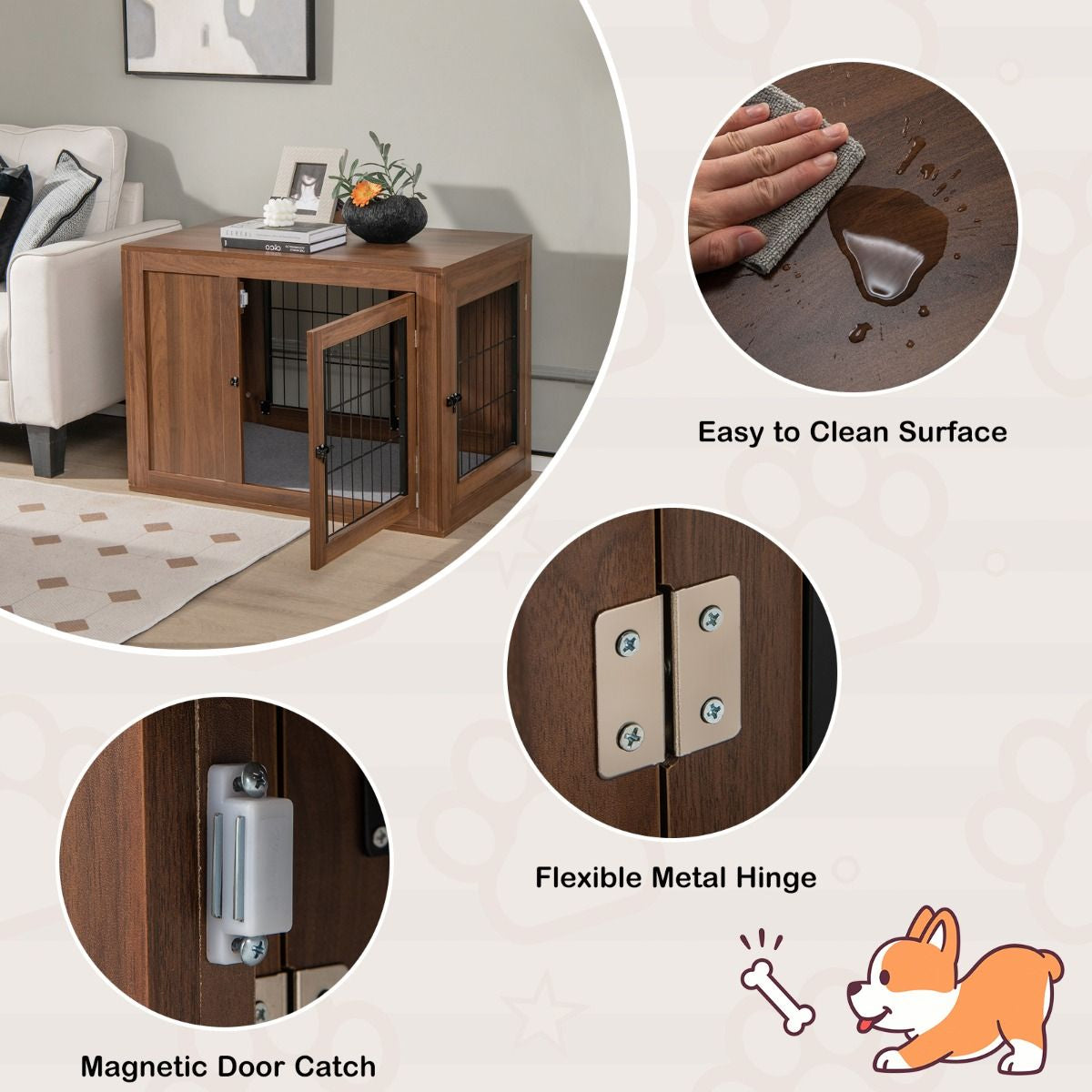 Furniture Dog Crate with Cushion