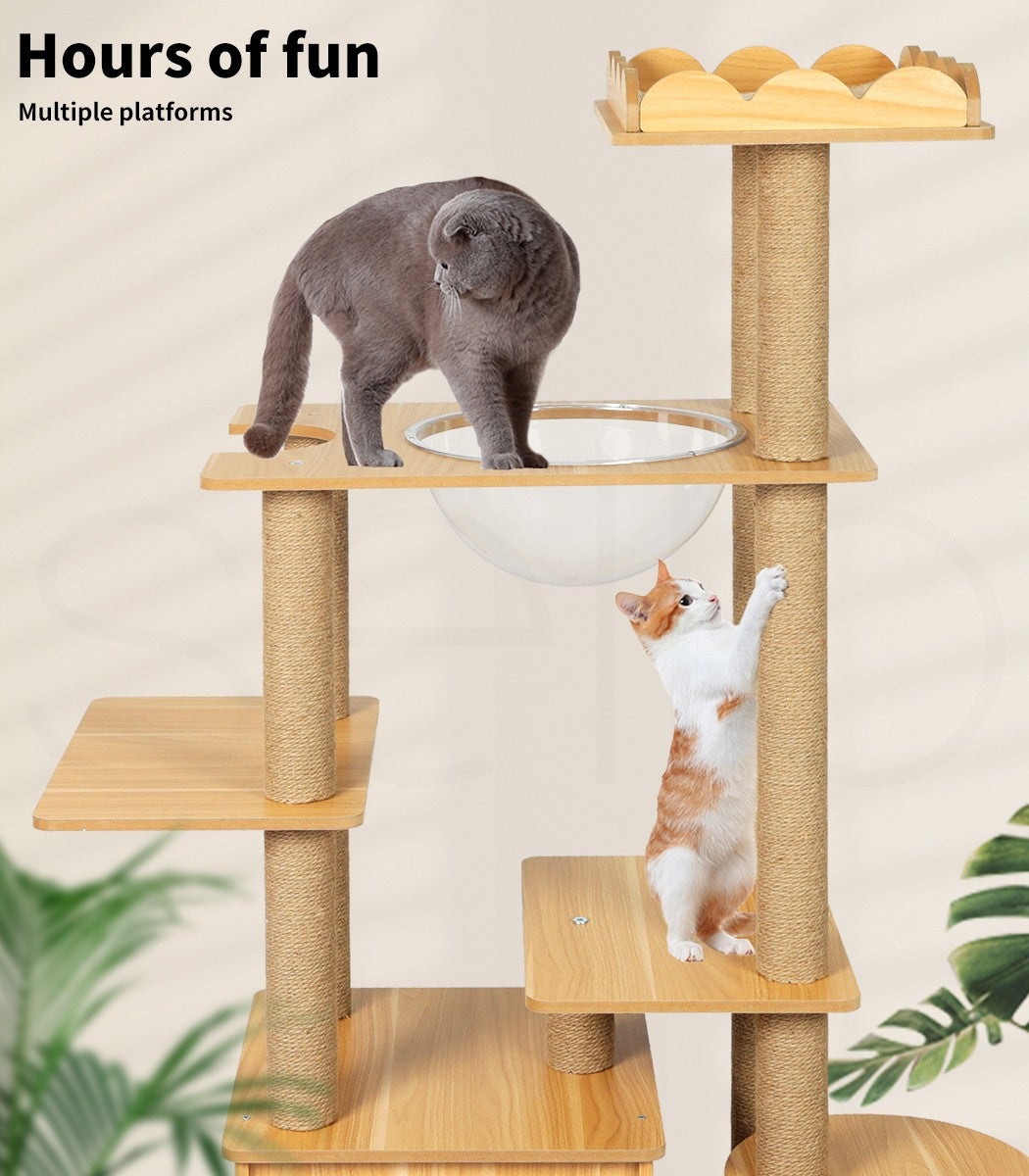 Cat Tree Scratching Post Scratcher Cats Tower Wood Condo Toys House 130Cm