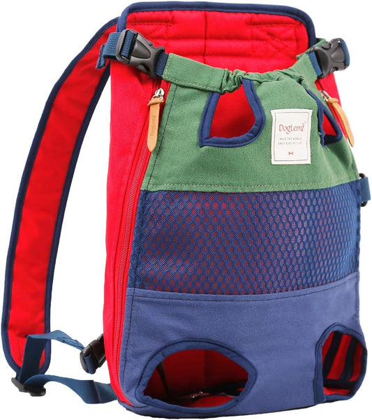 Legs Out Front-Facing Dog Carrier Hands-Free Adjustable Pet Puppy Cat Backpack Carrier for Walking Hiking Bike and Motorcycle (X-Large, Green/Blue)