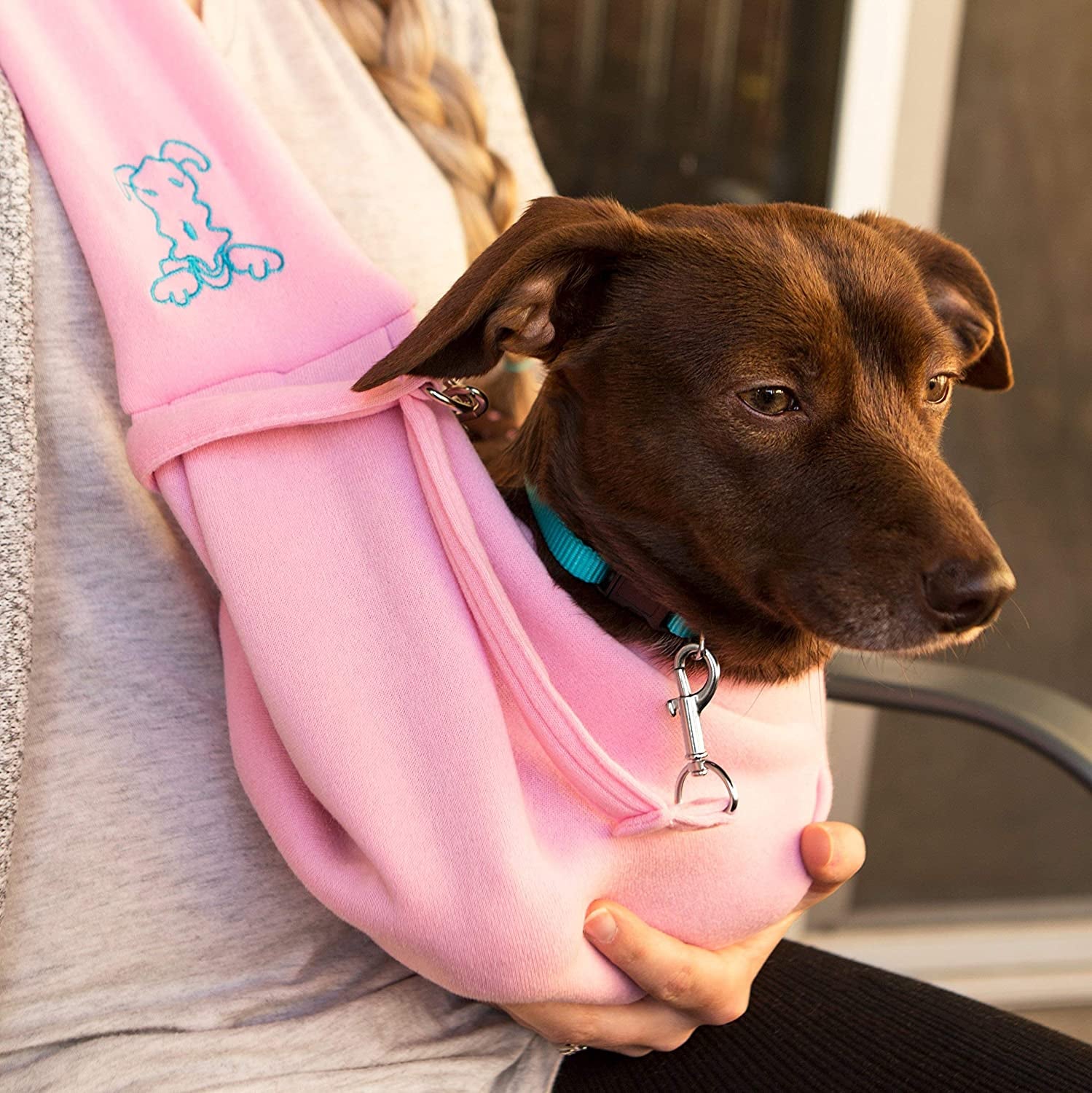 Dog Sling/Cat Sling - Reversible Carrier Bag/Papoose. Pet Carrier, Dog Carrier. Dog Purse. Dog Travel Bag - Small Dog Carrier. Soft Pouch and Tote - Grey