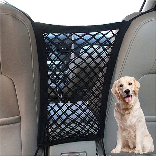 Pet Barrier Dog Car Net Barrier with Auto Safety Mesh Organizer Baby Stretchable Storage Bag Universal for Cars, SUV, Truck -Easy Install, Safer to Drive with Children and Pets
