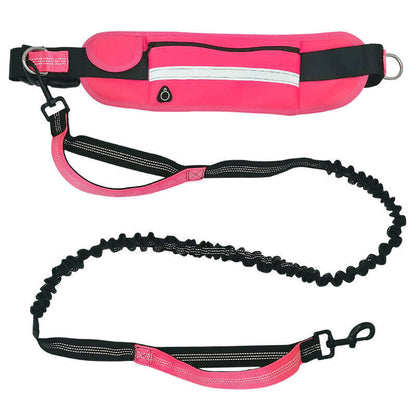 Adjustable Hands-Free Dog Leash Lead + Waist Bag Belt