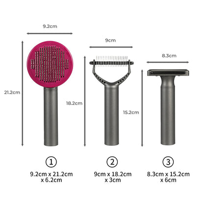 Pawz 3Pcs Pet Grooming Tools Gift Set Dog Cat Hair Cleaning Brushes Comb
