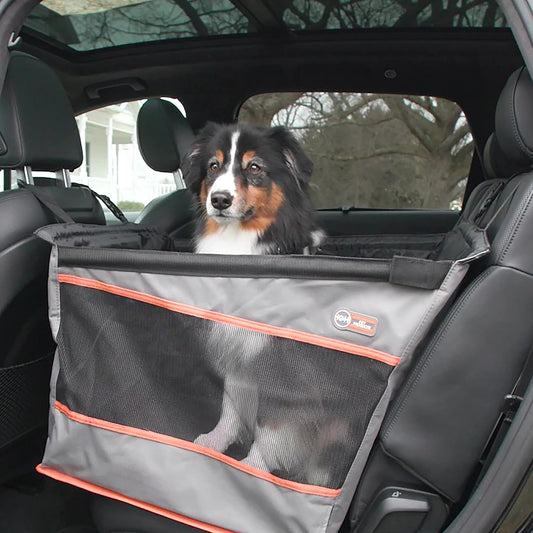 Buckle N' Go Dog Car Seat for Large Dogs, Waterproof Fabric with Breathable Mesh & Adjustable Dog Seat Belt for Car, Dog Hammock for Car, Dog Carrier Dog Car Seat Cover - Gray MD/LG