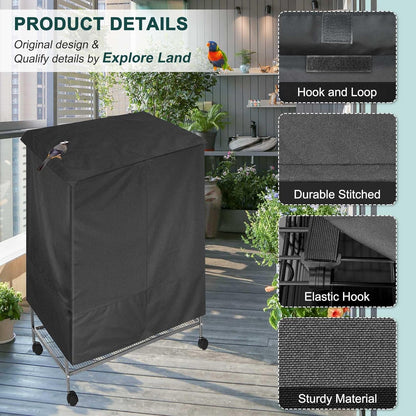Pet Cage Cover with Removable Top Panel - Good Night Cover for Bird Critter Cat Cage to Small Animal Privacy & Comfort (Medium, Black)