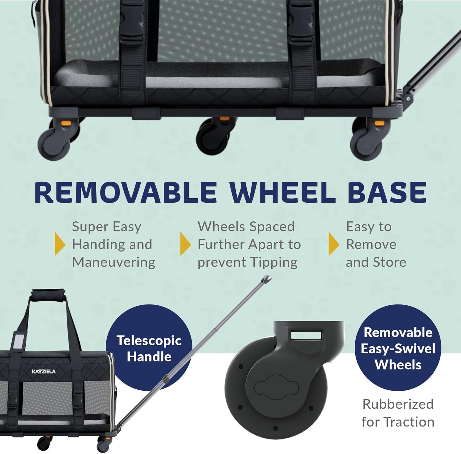 Pet Carrier Airline Approved - Dog Carrier with Wheels - Rolling Pet Carrier with Wheels for Small to Medium Size Cat or Dog - Airplane Cabin Animal Friendly Luggage