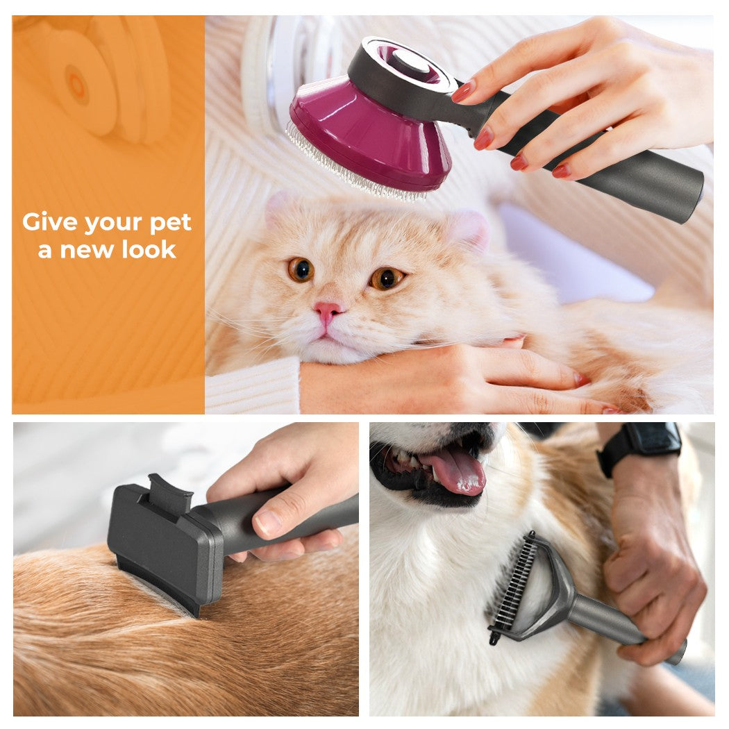 Pawz 3Pcs Pet Grooming Tools Gift Set Dog Cat Hair Cleaning Brushes Comb