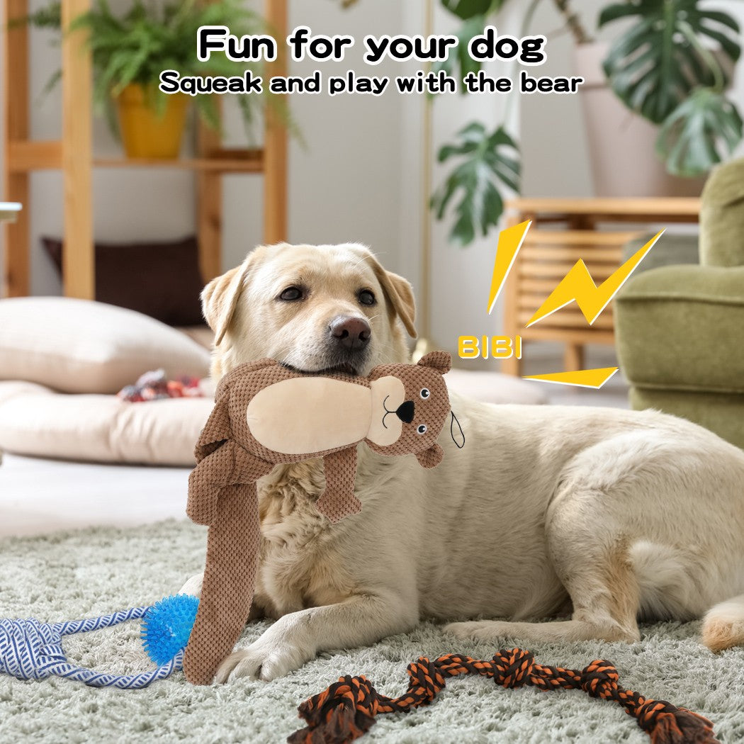 Dog Chew Toys Squeaky Puppy Pet Rope Plush Toy Teething 5 Styles