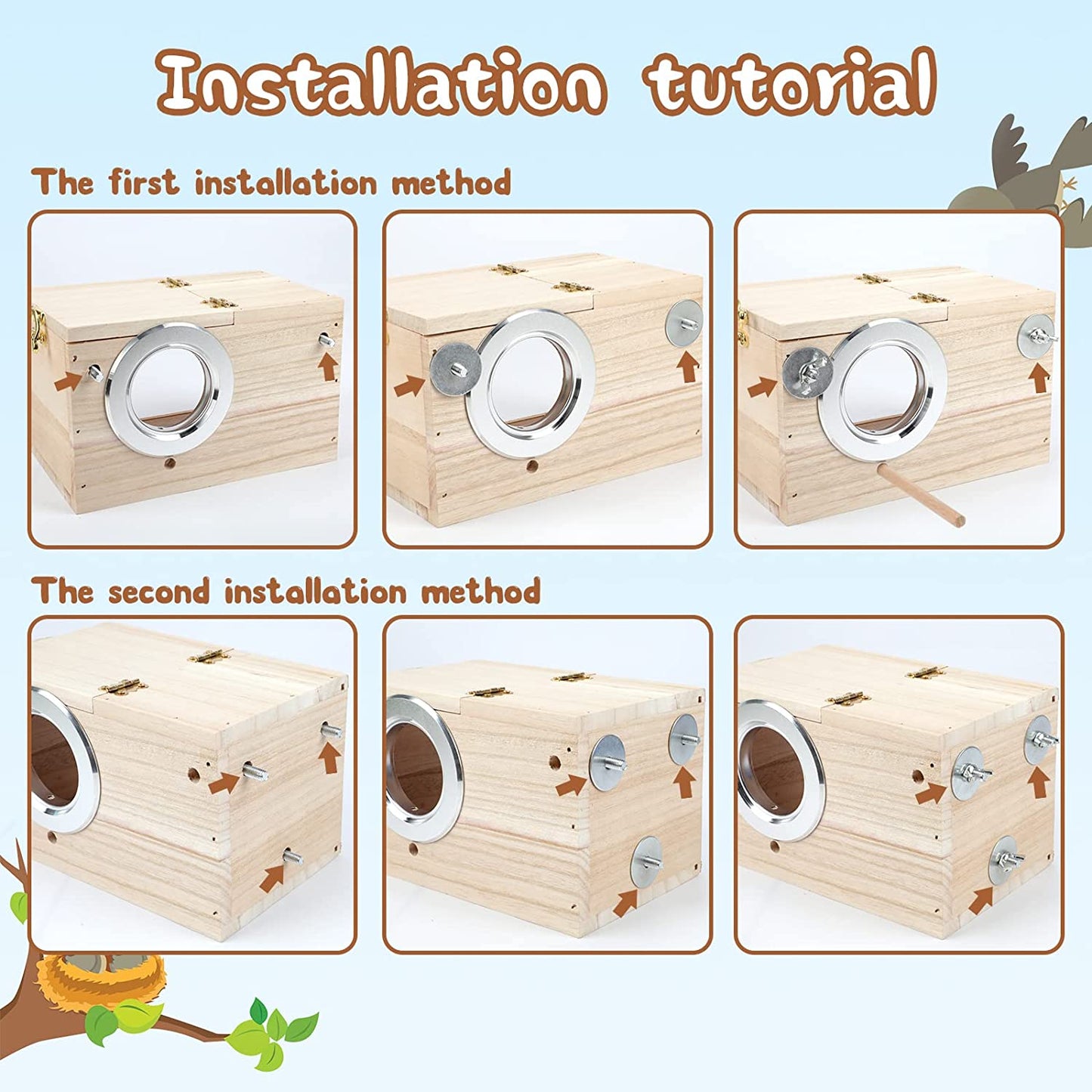 Parakeet Nesting Box Transparent Bird House for Cage Natural Wood Breeding Box for Parrot Parakeet Cockatiel Lovebirds Budgie Conure and Other Small Birds