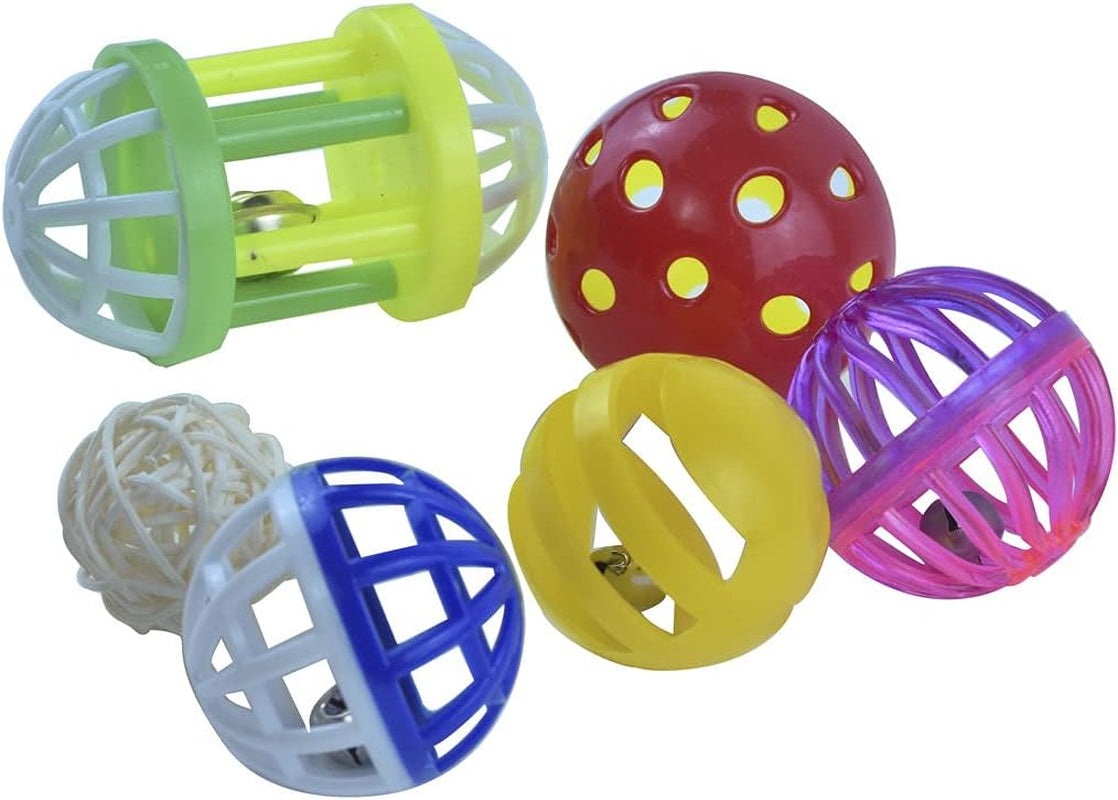 6Pcs Foraging Ball Bird Toys Conures Feeder Toys Parakeets Foot Talon Toy Cockatiel Chewing Training Rattle Bell Balls Parrot Cage Toys for Budgie Lovebirds Playgym Birdcage