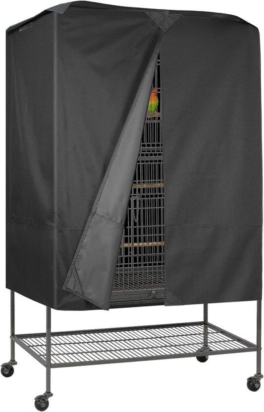 Pet Cage Cover with Removable Top Panel - Good Night Cover for Bird Critter Cat Cage to Small Animal Privacy & Comfort (Medium, Black)