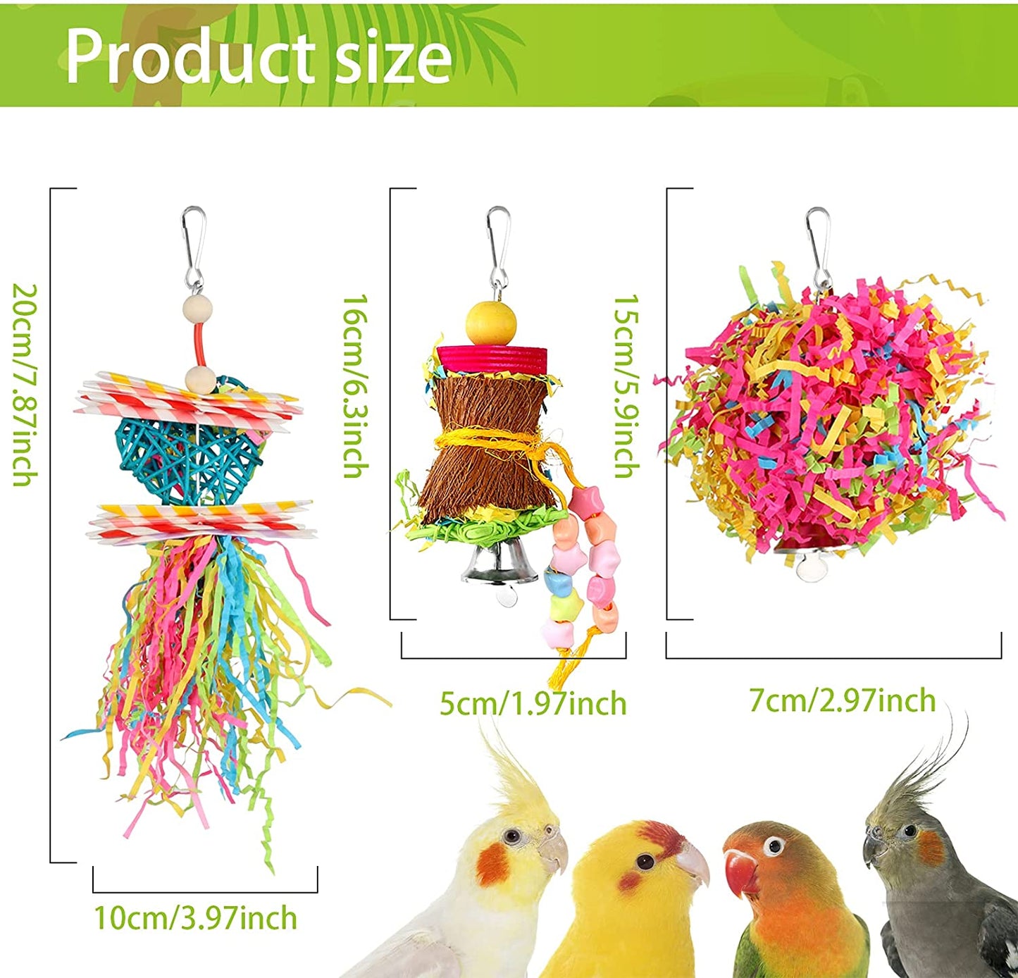 4 Pack Bird Shredder Toys Small Parrot Chewing Toys Parrot Cage Foraging Hanging Toy for Small Bird Parakeets Parrotlets Lovebirds Cockatiels