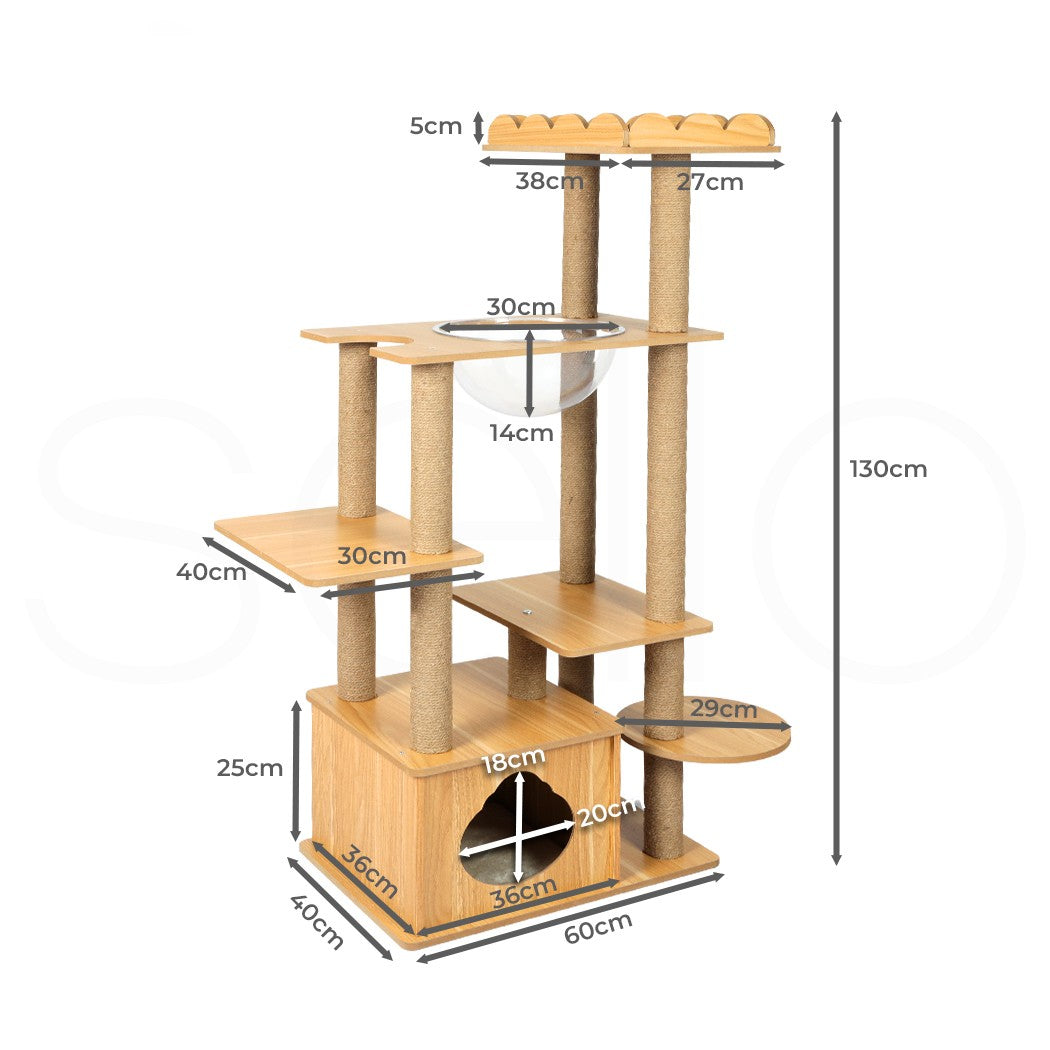 Cat Tree Scratching Post Scratcher Cats Tower Wood Condo Toys House 130Cm