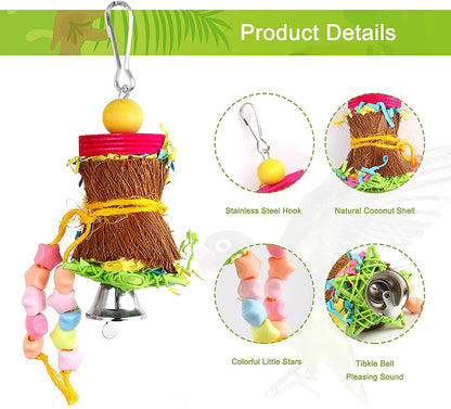 4 Pack Bird Shredder Toys Small Parrot Chewing Toys Parrot Cage Foraging Hanging Toy for Small Bird Parakeets Parrotlets Lovebirds Cockatiels