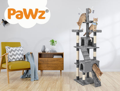 Pawz Cat Tree Scratching Post Scratcher Tower Condo House Furniture Grey 210Cm