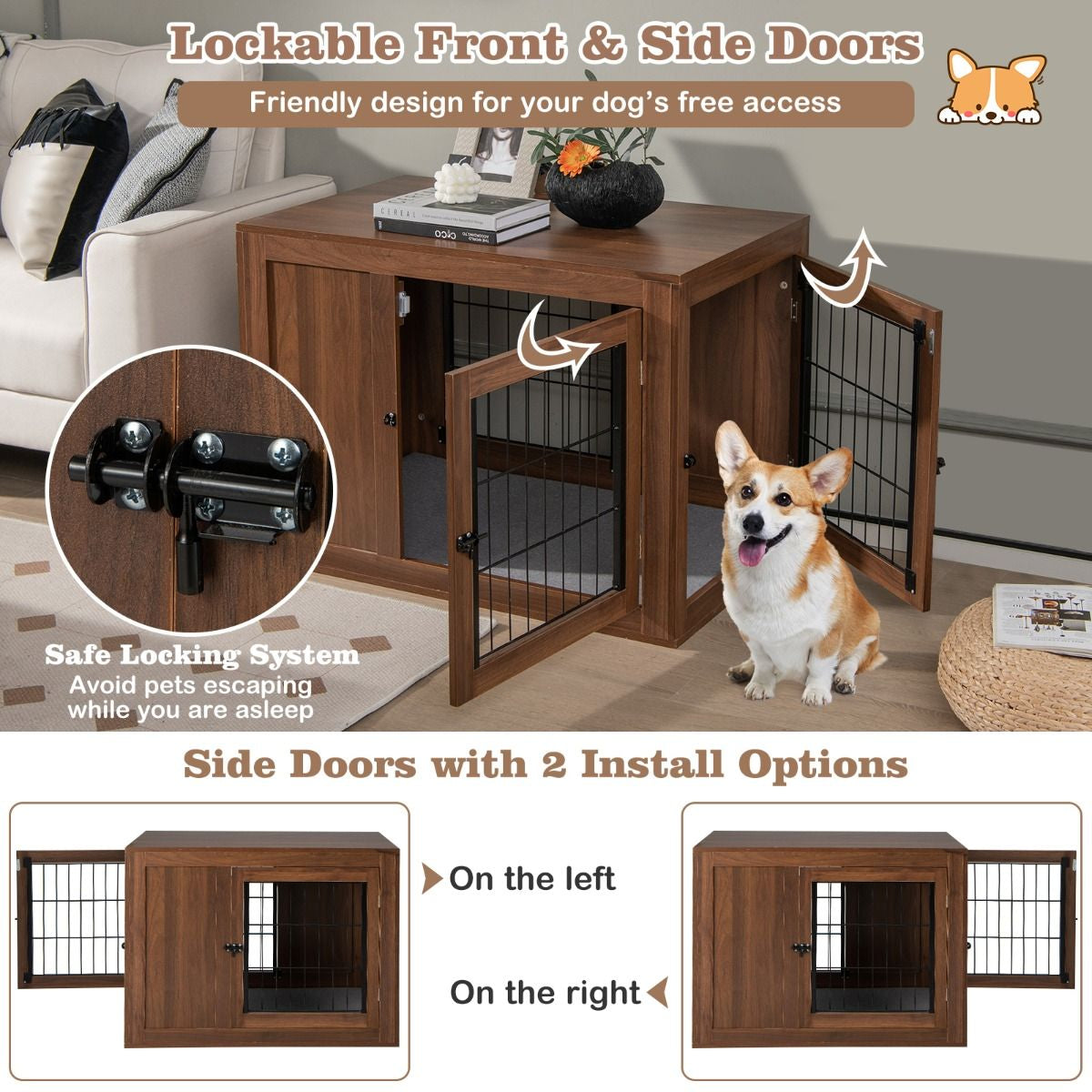 Furniture Dog Crate with Cushion