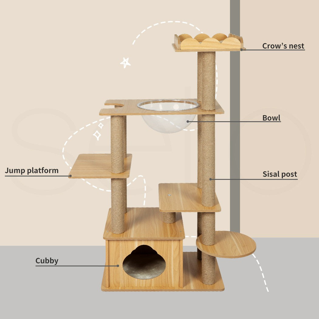 Cat Tree Scratching Post Scratcher Cats Tower Wood Condo Toys House 130Cm