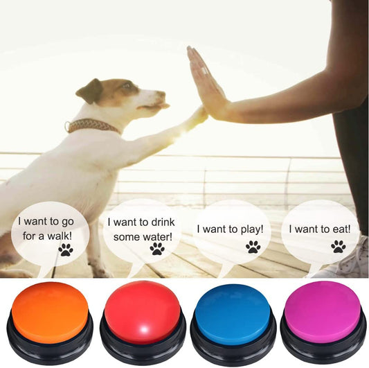 4 Color Voice Recording Button, Dog Buttons for Communication Pet Training Buzzer, 30 Second Record & Playback, Funny Study Office Home - 4 Color Packs