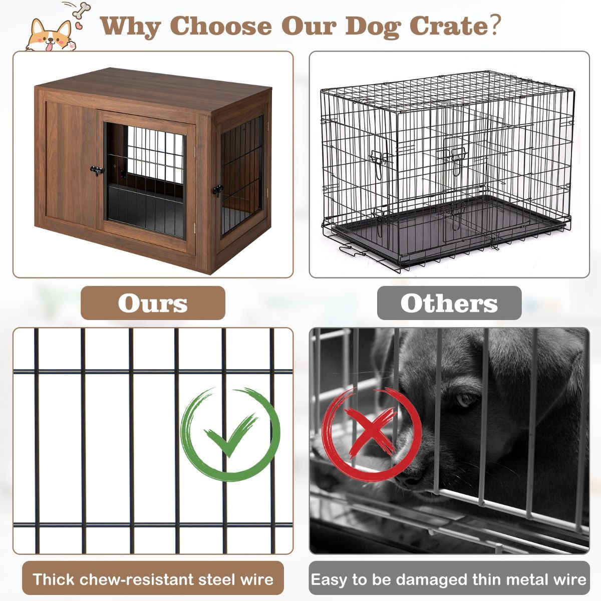 Furniture Dog Crate with Cushion