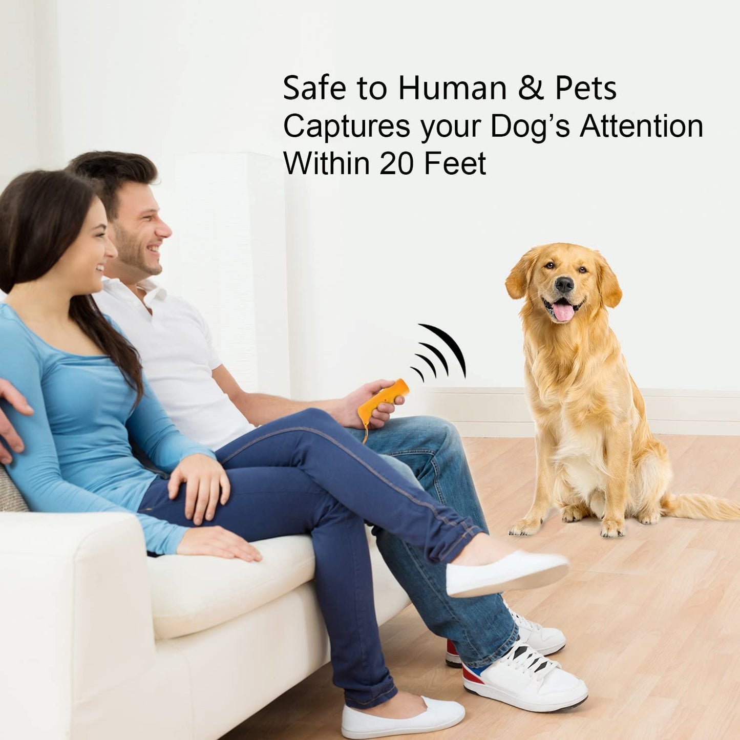 LED Ultrasonic Dog Repeller & Trainer Device 3 in 1 anti Barking Stop Bark Handheld Dog Training Device (Yellow)
