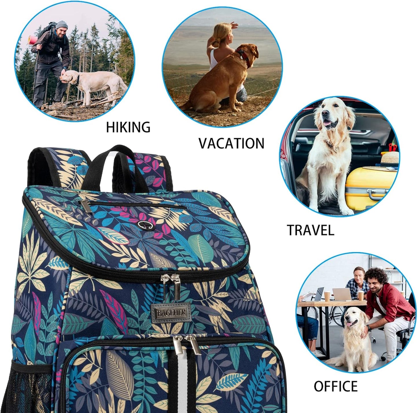 Dog Travel Bag, Airline Approved Pet Supplies Backpack, Dog Travel Backpack with 2 Silicone Collapsible Bowls and 2 Food Baskets