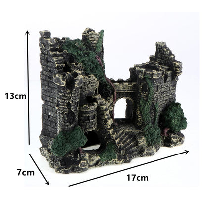 Aquarium Decor Fish Tank Ornament Landscape Ancient Castle Tower Hide Cave Resin