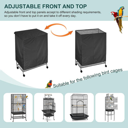 Pet Cage Cover with Removable Top Panel - Good Night Cover for Bird Critter Cat Cage to Small Animal Privacy & Comfort (Medium, Black)