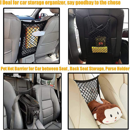 Pet Barrier Dog Car Net Barrier with Auto Safety Mesh Organizer Baby Stretchable Storage Bag Universal for Cars, SUV, Truck -Easy Install, Safer to Drive with Children and Pets