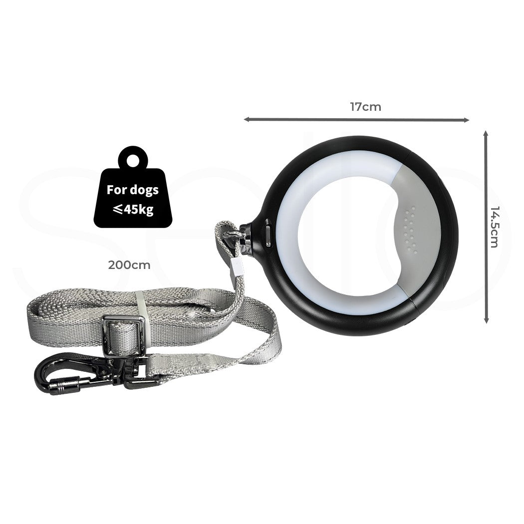 LED Dog Leash Lead Walking Rope Flashlight Heavy Duty Nylon Extendable 2M