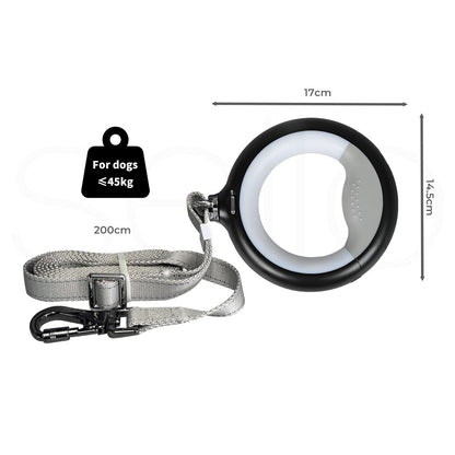 LED Dog Leash Lead Walking Rope Flashlight Heavy Duty Nylon Extendable 2M